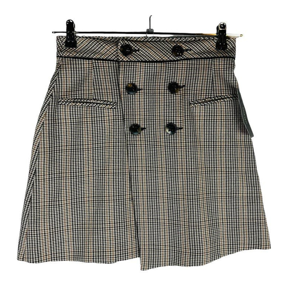 New H&M Womans Sz Small Wrap Skirt Basic Collection Button Front‎ Brown NWT